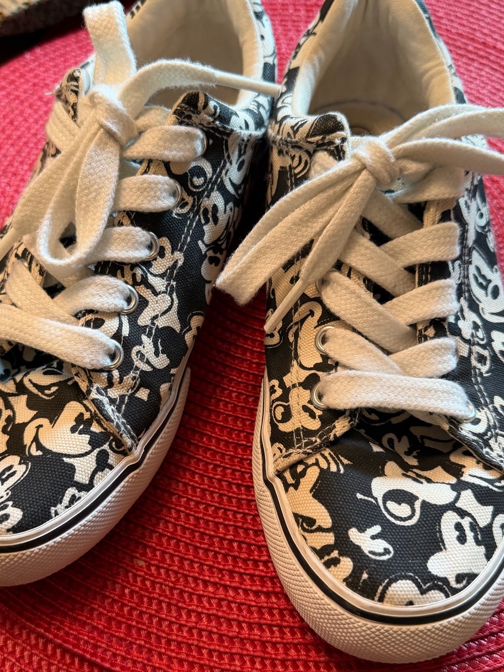 Disney Black & White Mickey Mouse  Print Canvas Sneakers
